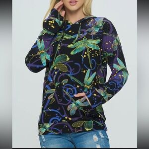 New nwt LA SOUL Dragonfly Print Hoodie - Black and Green ALL SIZES
